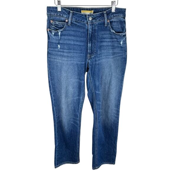 Old Navy Medium Wash Legacy Straight High Rise Cotton Distressed Denim Jeans 8 - Picture 1 of 7